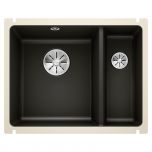 Évier en céramique Subline 350/150-U - Sous-meuble de 60 cm - 567 x 456 x 185/130 mm - Noir - Vidage manuel - Blanco