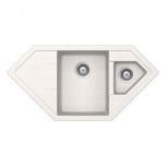 Évier de cuisine d'Angle Cristadur Signus - 1002 x 500 x 205 mm - sous-meuble 80 cm - Coloris Polaris - Schock