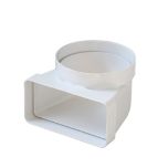 Coude vertical de tube Ventilation rond Ø125 à tube Ventilation rectangulaire 150 x 70 mm Blanc - First Plast