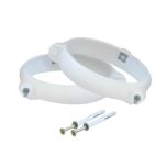 2 Colliers bride blanc pour tube Ventilation Rond Ø125 + Vis 5x45 mm et cheville en nylon - First Plast