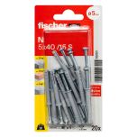 Blister de 20 chevilles à frapper Ø5 x 40 mm collerette fraisée et clou tête fraisée pour structures en bois - Fischer