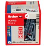 Boîte de 25 chevilles métallique DuoHM 5 x 55 mm avec vis cylindrique PZ - Fischer