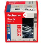 Boîte de 25 chevilles métallique DuoHM 4 x 55 mm avec vis cylindrique TX - Fischer