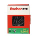 100 Vis VBA tête fraisée Power-Fast PZ2 Ø5 x 90 mm filetage partiel - Fischer