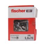 100 vis inox A2 TX Ø5 x 70 mm filetage partiel pour terrasse en bois - Fischer