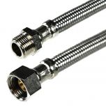 Flexible sanitaire Inox Ø intérieur 13mm - Mâle/Femelle 1/2" (15/21) - longueur 80 cm