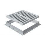 Grille de sol PVC légère avec cadre anti-choc 285 x 285 mm - Résistance 19 KN - Gris - First Plast