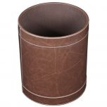 Poubelle salle de bain Vintage en eco-cuir fait main Ø23 x h30 cm - marron - Koh-I-Noor