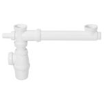 Siphon avec tubulure réglable en hauteur pour évier 2 bacs - Wirquin Pro