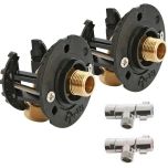 Kit avec robinets - Sortie de cloison FIXOPLAC lavabo/évier - raccord coudé PER à glissement - Mâle 3/8" (12/17) - Somatherm