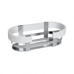 Panier MATERIA en acier inox chromé blanc et aluminium brillant éloxé - L27,5 x l12 x h8 cm - avec adhésif 3M - Koh-I-Noor