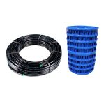 Lot de 100ml TUBE PEHD BANDE BLEU NF-PN16 Ø25x3,0 et 1 grillage avertisseur NF bleu eau potable 100mx30cm