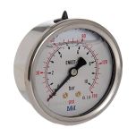 Manomètre Axial Glycérine Mâle 1/4" (8/13) - Ø63 mm -  0 à 10 bar - double échelle bar/psi - Arcanaute