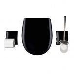 Set accessoire WC ARIANE NOIR céramique Brillante -  Descente assistée - Déclipsable - Olfa