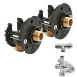Kit sortie de cloison avec robinets FIXOPLAC lavabo/évier - raccord coudé PER à glissement Ø12 - M 3/8" (12/17) pour plaque alvéolaire - Somatherm