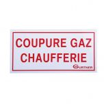 Plaque signalétique "Coupure gaz chaufferie" - 200x100 mm