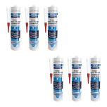 Lot de 6 Mastics piscine POOL qualité professionnelle TRANSPARENT 290 ml - GEB
