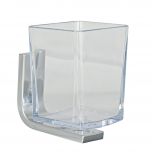 Verre polycarbonate MATERIA en aluminium brillant éloxé chromé - 10 x 8 x h11 cm - avec adhésif 3M