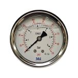 Manomètre Axial Glycérine Mâle 1/4" (8/13) - Ø63 mm -  0 à 6 bar - double échelle bar/psi - Arcanaute