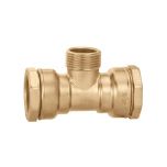 Té égal 90° DECA laiton tube PE Ø50 - Double filetage au centre - femelle 1"1/4 (33/42) - mâle 1"1/2 (40/49) - Sferaco