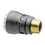 Raccord droit encliquetable PE Ø32 - Laiton mâle 1''1/4 (33/42) avec portée plate ISO 228