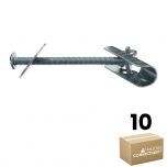 Boîte de 10 vis de suspension Ø6 à bascule tête double usage - Longueur bascule 125 mm - Parois maxi 45 mm - Ram