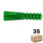 Sachet de 35 chevilles R6 vertes multimatériaux sans collerette - Ø6 mm - Longueur 30 mm - RAM