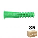 Sachet de 35 chevilles RC6 vertes multimatériaux avec collerette - Ø6 mm - Longueur 30 mm - RAM