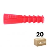 Sachet de 20 chevilles RC8 rouges multimatériaux avec collerette - Ø8 mm - Longueur 39 mm - RAM