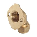 Raccord à compression tube PER Ø16 - Coude mural 105° Femelle 1/2" (15/21) - Somatherm