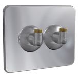 Cache de finition Robifix® Inox entraxe 50 mm avec coudes Mâle 1/2" (15/21) - Mâle 3/8" (12/17) - Watts