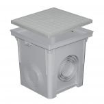 Regard polypropylène 400x400mm + couvercle pour descente eau pluviale - Gris - First Plast