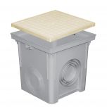 Regard polypropylène 300x300mm + couvercle pour descente eau pluviale - Sable - First Plast