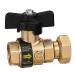 Vanne à sphère compteur droit avec clapet anti-retour Femelle 3/4" (20x27) - écrou tournant 3/4" (20x27)