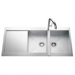 Évier de cuisine Inox lisse ROMA PLUS 2 bacs - L 1160 x l 520 x P 190 mm - sous-meuble de 80 cm