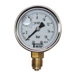 Manomètre boîtier inox à bain de glycérine RADIAL Mâle 1/4" (8/13) - Pression 0 / 16 bar - Sferaco