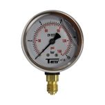 Manomètre boitier inox à bain de glycérine RADIAL Mâle 1/4" (8/13) - Pression 0 / 10 bar - Ø63 - Sferaco