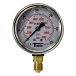 Manomètre boitier inox à bain de glycérine RADIAL Mâle 1/4" (8/13) - Pression 0 / 600 bar - Ø63 - Sferaco