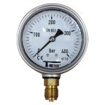 Manomètre boitier inox à bain de glycérine RADIAL Mâle 1/2" (15/21) - Ø100 - Pression 0 / 400 bar - Sferaco