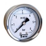 Manomètre boitier inox à bain de glycérine AXIAL Mâle 1/4" (8/13) - Ø50 - 0 à 16 bar