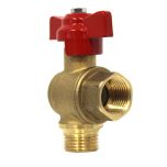 Vanne à sphère laiton équerre - PN16 - Femelle 1/2" Mâle 1/2" - Manette papillon rouge - Sferaco