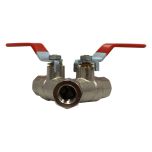 Vanne à sphère laiton trois voies en Y - PN16 - Poignée plate - Femelle 1/2" (15/21) sortie Femelle 3/8" (12/17) - Sferaco