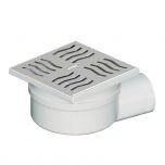 Siphonette 100x100mm sortie horizontale Ø40 - Grille Inox