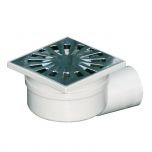 Siphonette 100x100mm sortie horizontale Ø40 - Grille chromée