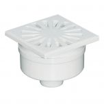 Siphonette 100x100mm sortie verticale Ø40 - Grille ABS