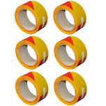 Lot de 6 bandes de chantier 50 mm x 100 m - Rouge et jaune - Soppec
