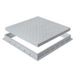 Tampon de sol PVC léger 234 x 234 mm avec cadre anti-choc 250 x 250 mm - 32,00 KN - Gris - First Plast