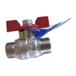 Vanne à sphère PN30 SENA ACS manette papillon rouge mâle mâle 1/2" (15/21) - Arco