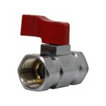 Mini-vanne laiton nickelé Femelle / Femelle 3/8" (12/17) - PN16 - manette rouge - Arcanaute