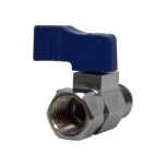 Mini-vanne laiton nickelé Mâle / Femelle 1/4" (8/13) - PN16 - manette bleue - Arcanaute